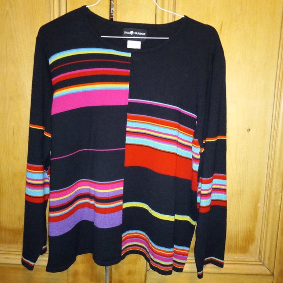 Sag Harbor Geometric Block & Stripe Sweater Size 2X (T-324) - Picture 5 of 9